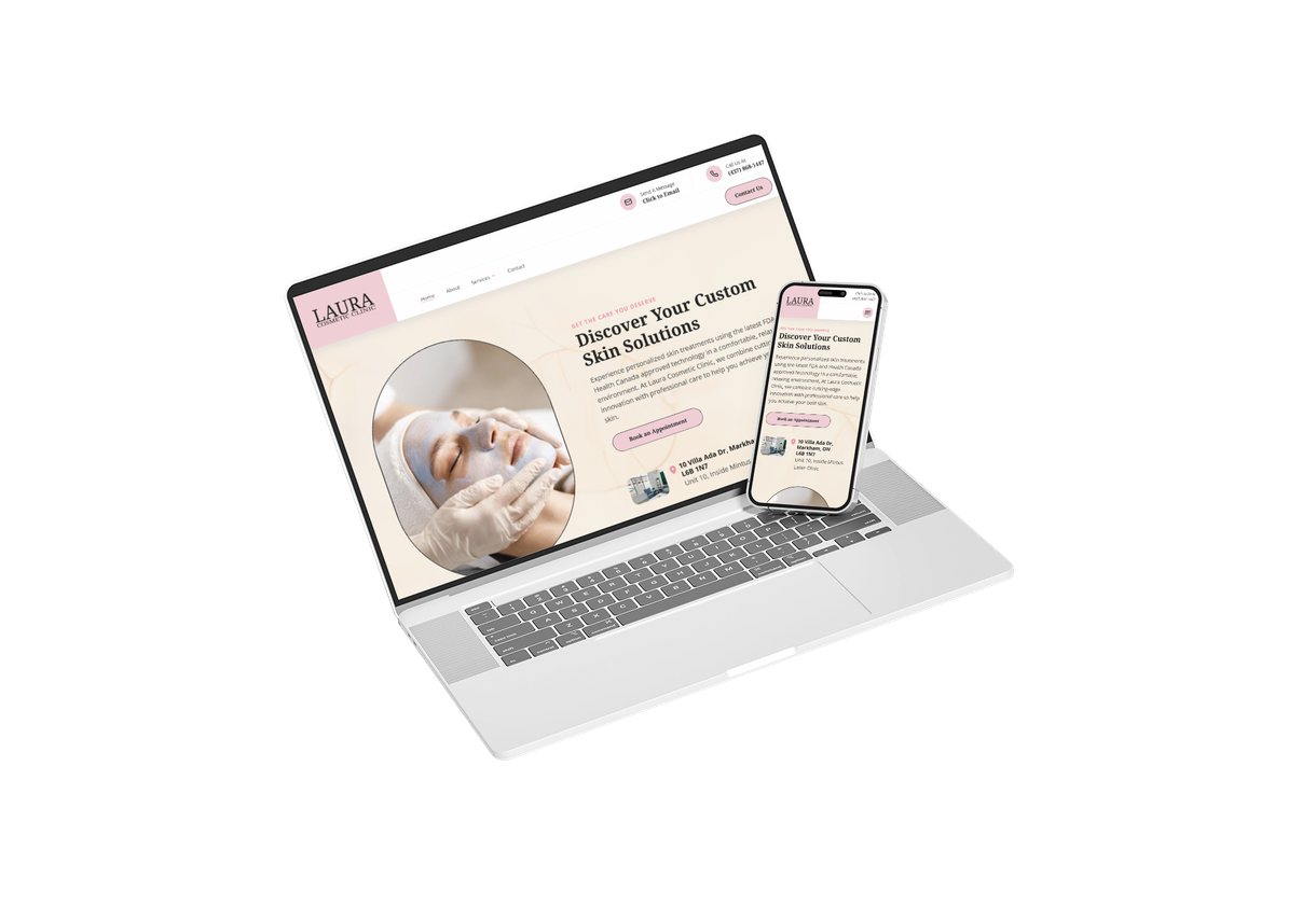Mobile
						and laptop screens for Laura Cosmetic Clinic