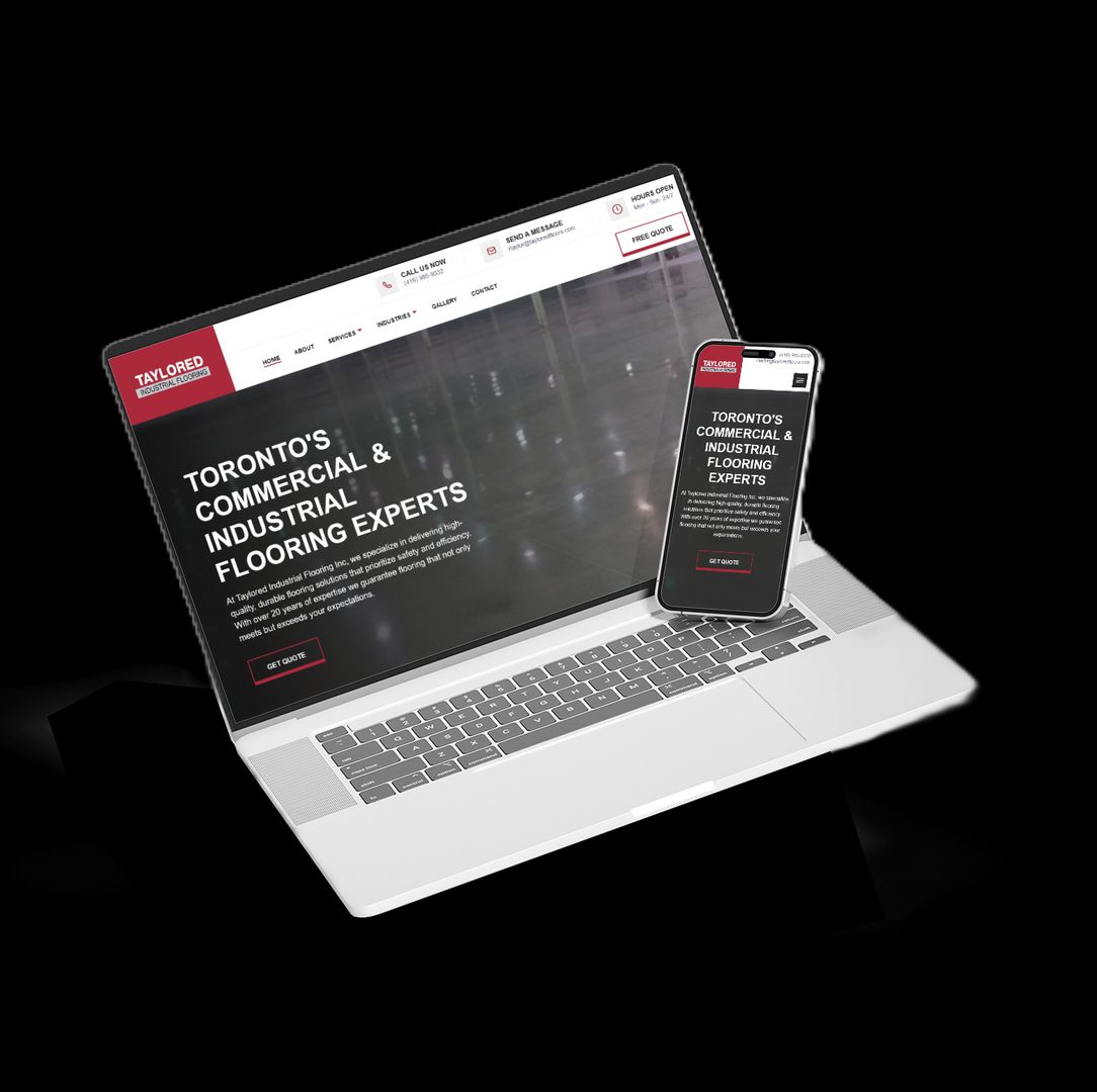 Taylored Flooring website on mobile phone and laptop