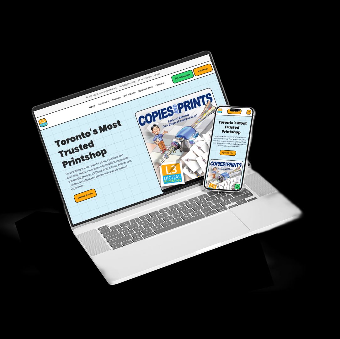 L3 Print website on mobile phone and laptop