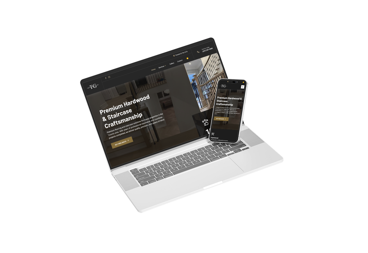 Mobile and
						laptop screens for Gold Hardwood & Stair