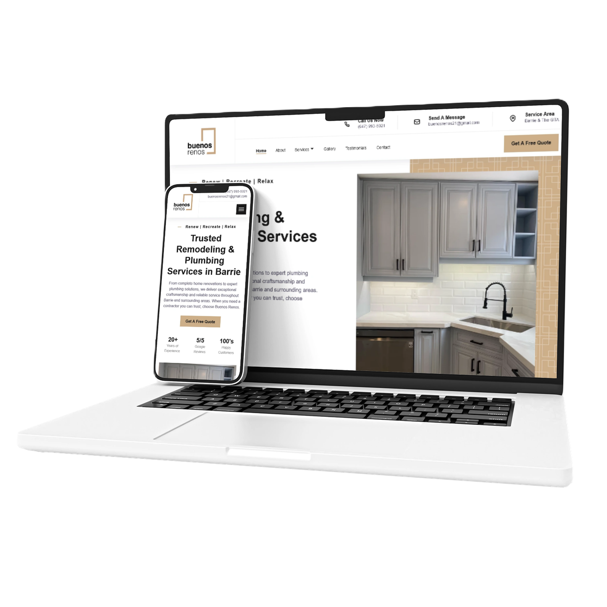 Buenos renos website on mobile and
laptop