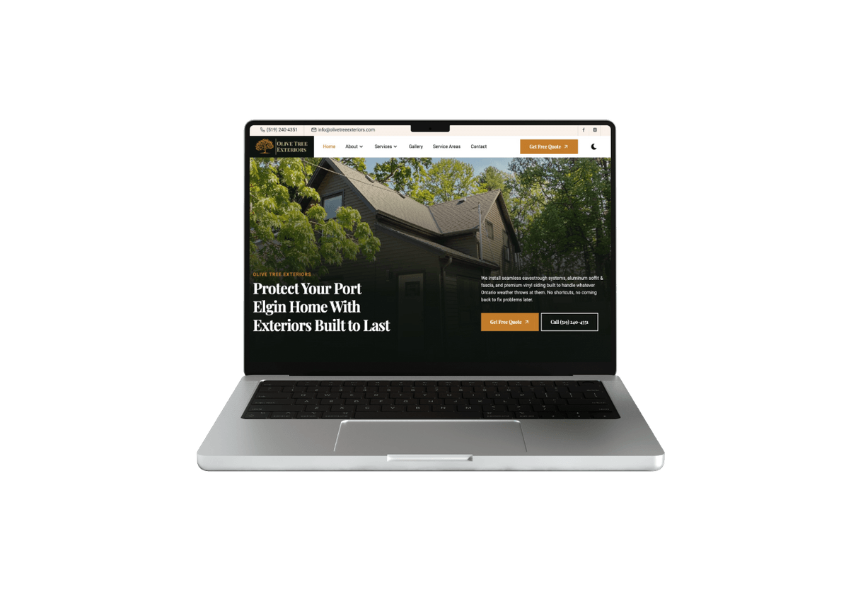 Mobile and
						laptop screens for Olive Tree Exteriors