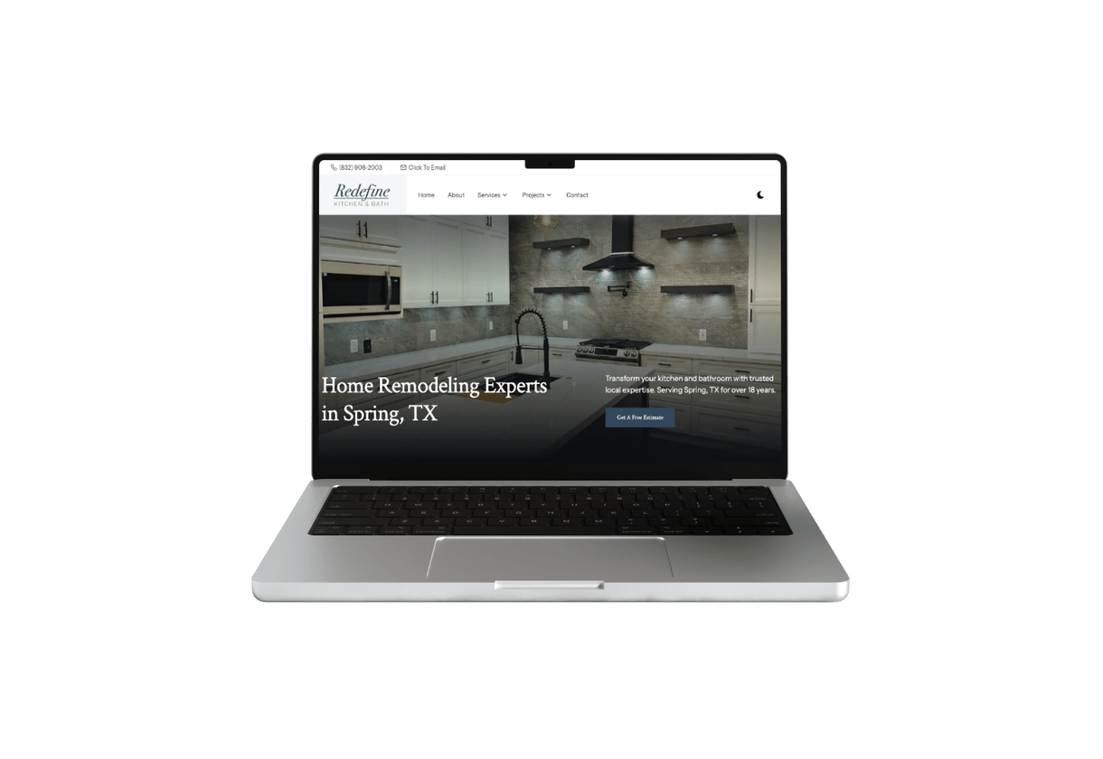 Mobile and
						laptop screens for Redefine Kitchen & Bath